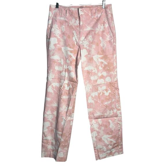 Anthropologie Pink Floral Straight Leg Pants – Size 8 – Cotton Stretch - Picture 1 of 8